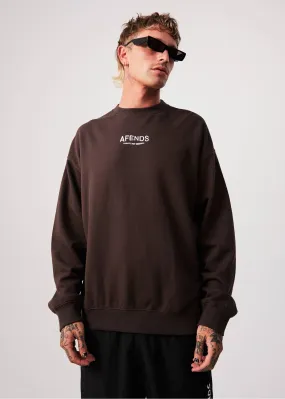 AFENDS Mens Spaced - Crew Neck Jumper - Coffee