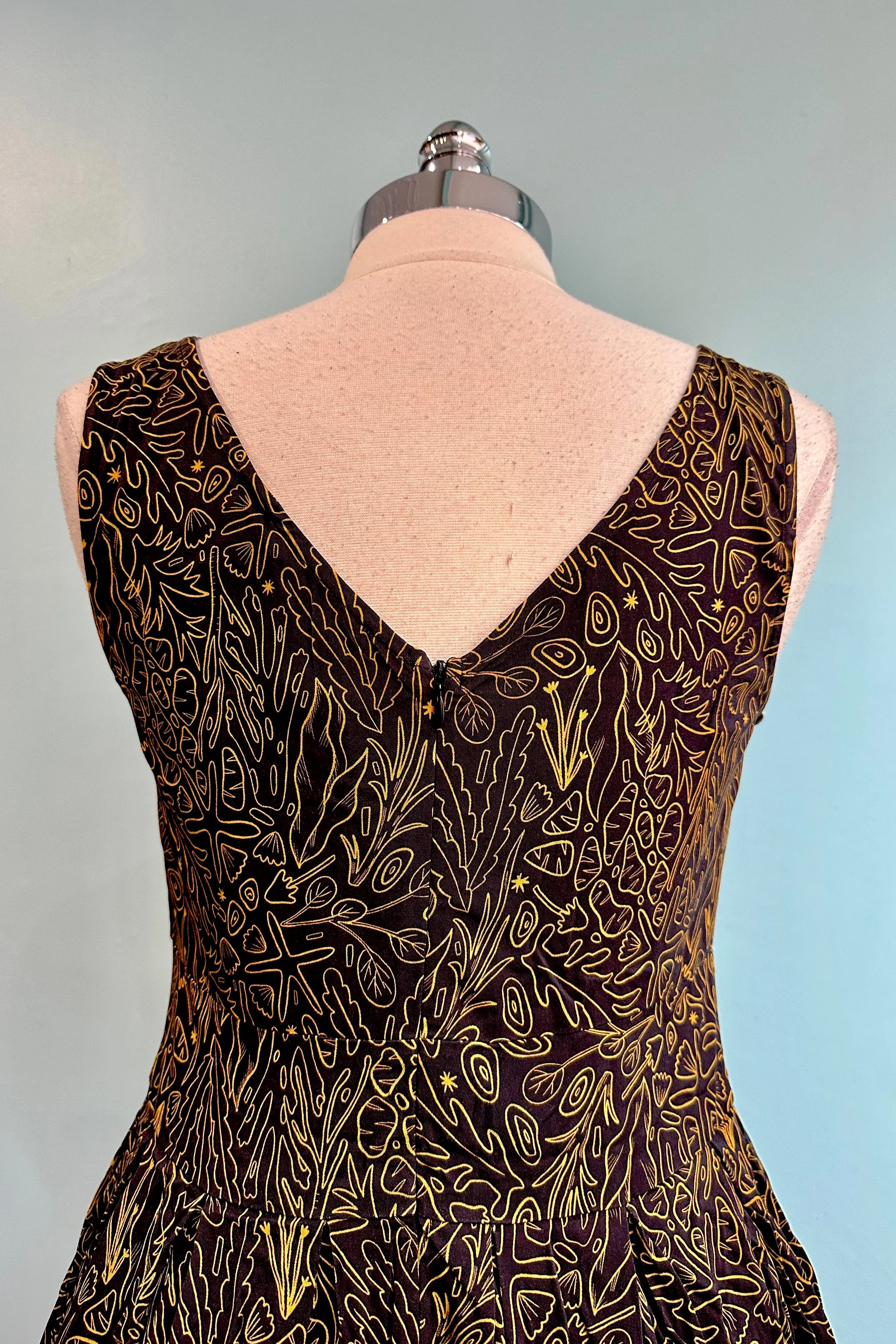 Black and Gold Coral Reefs Lily Dress by Miss Lulo