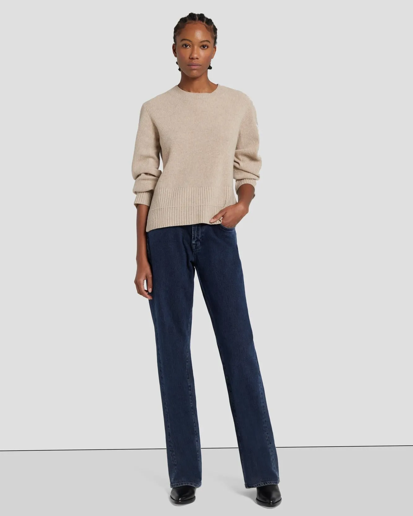 Cashmere Crewneck Sweater in Oatmeal