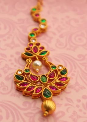 CHARMING PINK - GREEN STONE BINDI