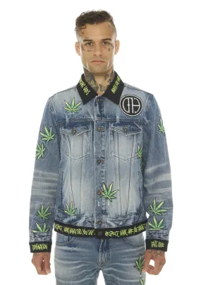 Cult of Individuality Men's Type IV with Double Cuff and Waistband Denim Jacket with Zipper Elbows