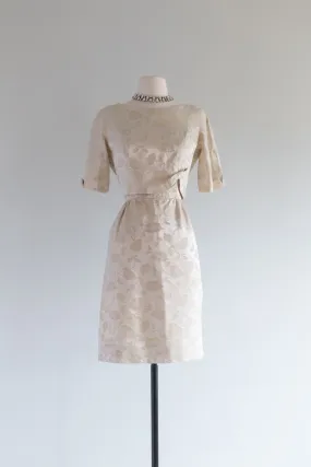 Darling 1960's Ivory Brocade Courthouse Wedding Dress Set / Medium