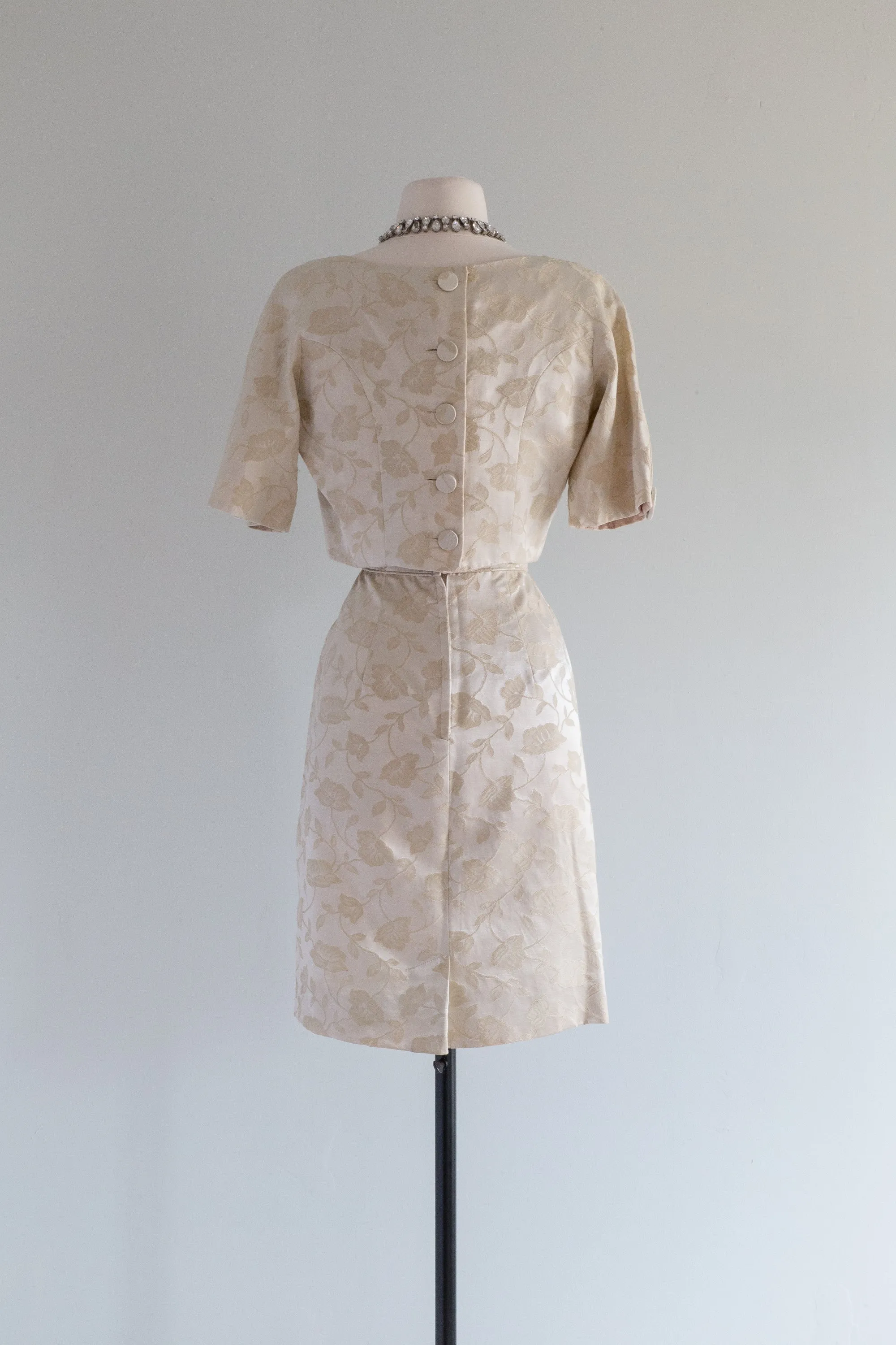 Darling 1960's Ivory Brocade Courthouse Wedding Dress Set / Medium