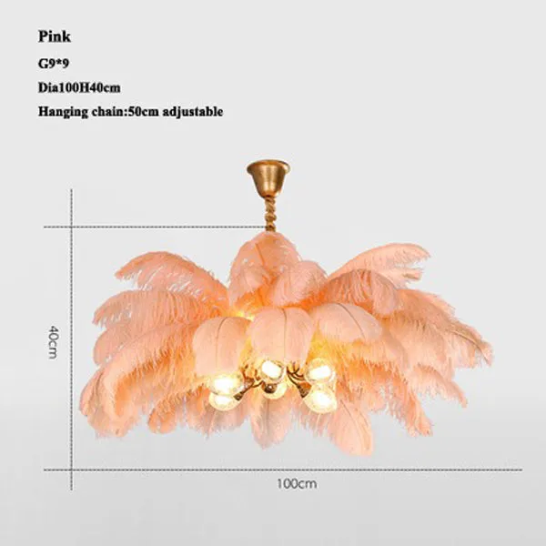 Elva Brass Palm Tree Feather Chandelier