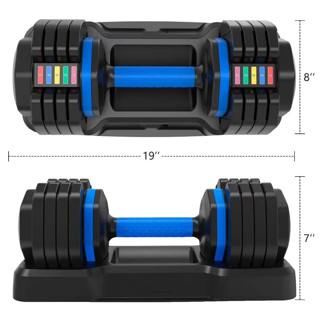 GARVEE Adjustable Dumbbell 55LB Single Dumbbell, Fast Adjust Dumbbells with Tray, 5 in 1 Free Dumbbell Weight Adjust with Anti-Slip Handle, Suitable for Home Gym Exercise Equipment