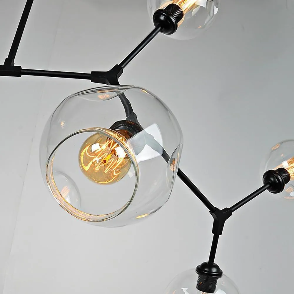 Globe Sputnik Industrial Glass Chandelier Modern Lighting with Customizable Color Shades