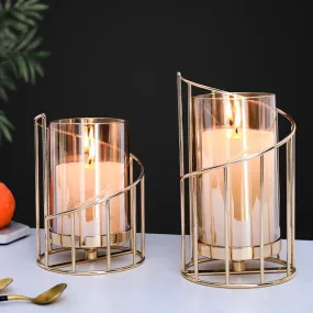 Gold Candle Stick Holder Romantic Geometric Crystal Candle Cup