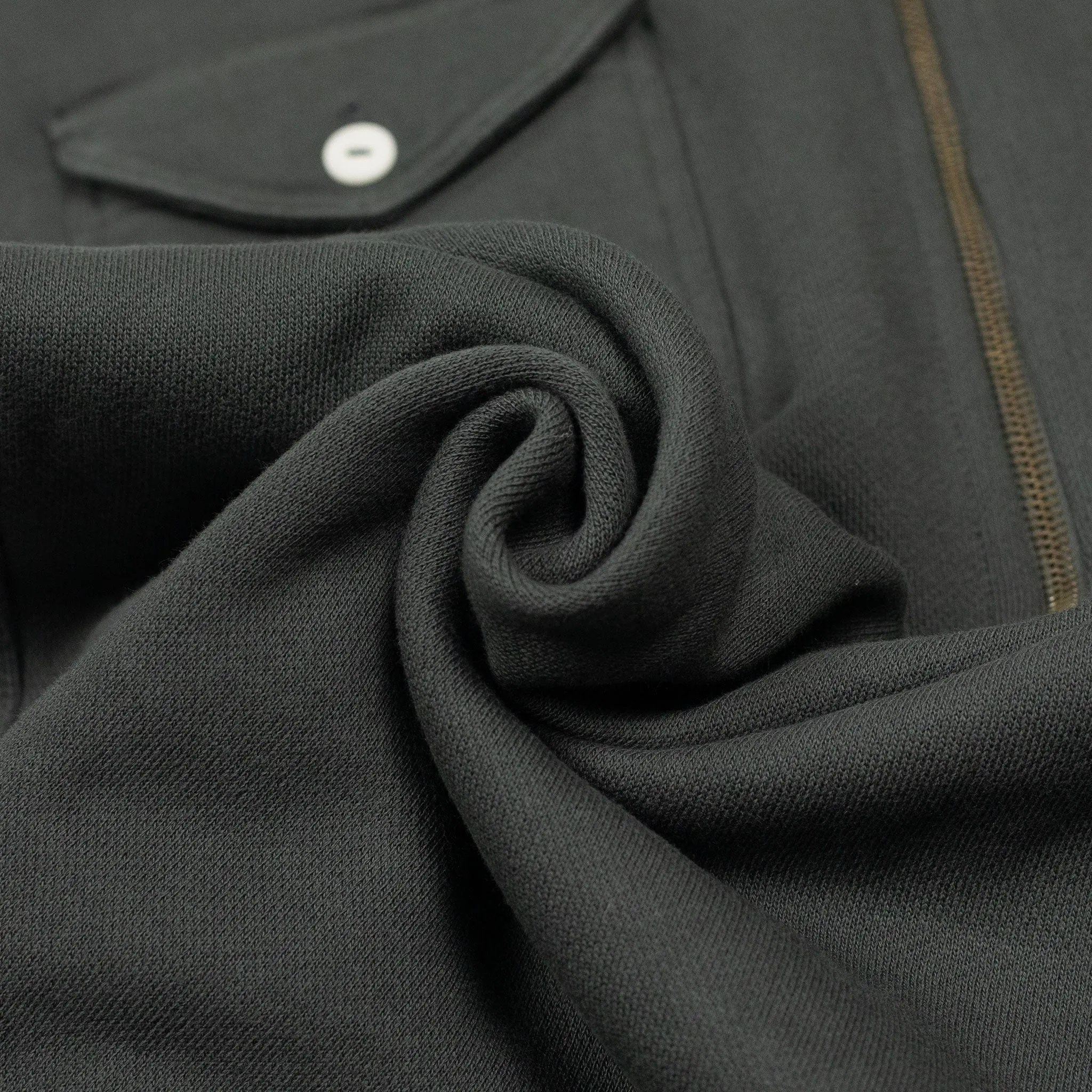 Half-zip sweatshirt in faded black organic cotton fleece