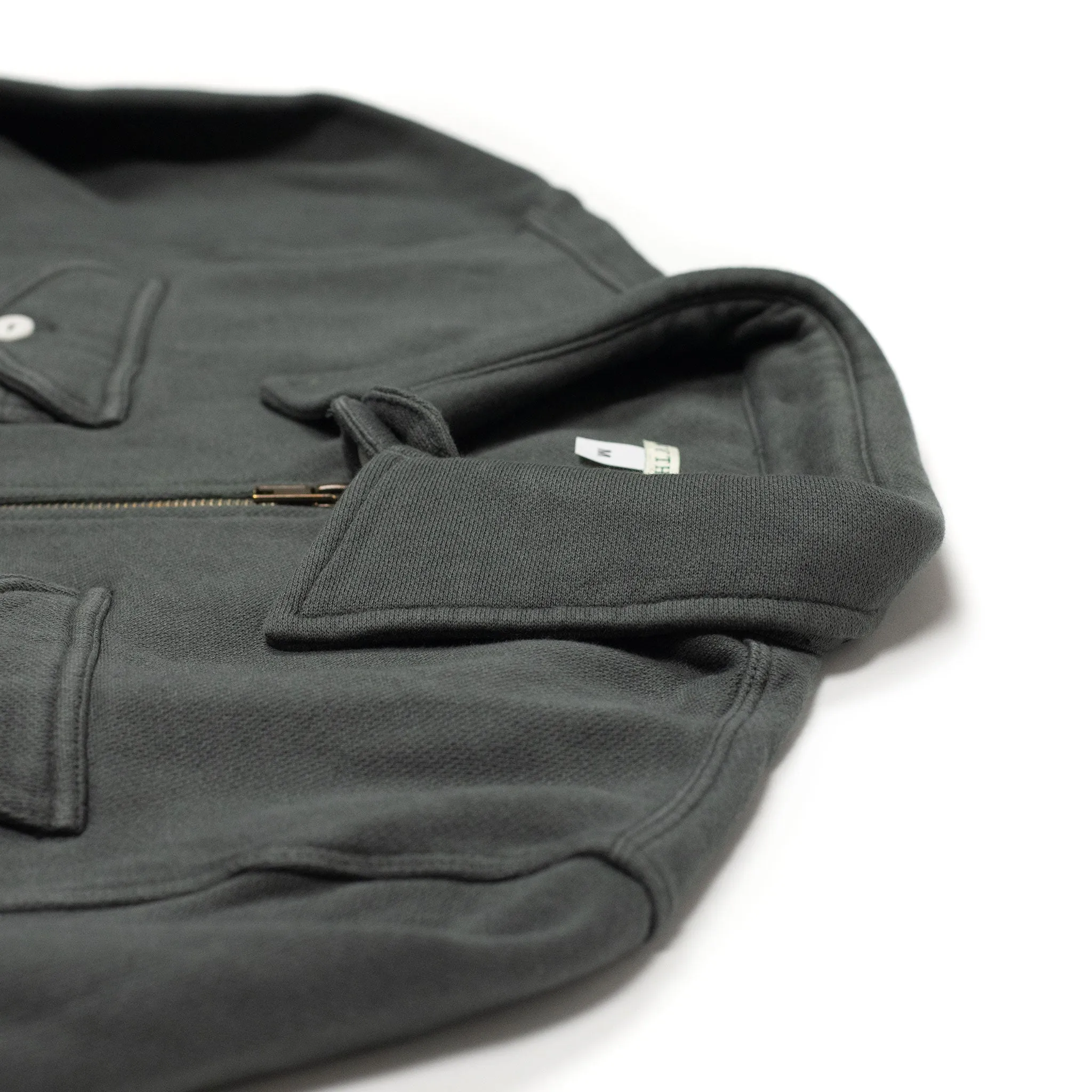 Half-zip sweatshirt in faded black organic cotton fleece