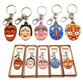 Korean Traditional Mask Key Chain (5pcs) Gift Seoul Korean Traditional Souvenirs Traditional Crafts Wedding Gifts Folk Crafts