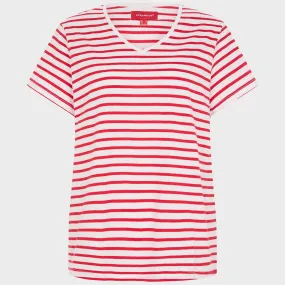 Ladies Striped Vneck T-Shirt