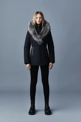 MACKAGE ADALI-X Down Coat with Silver Fox Fur Signature Mackage Collar