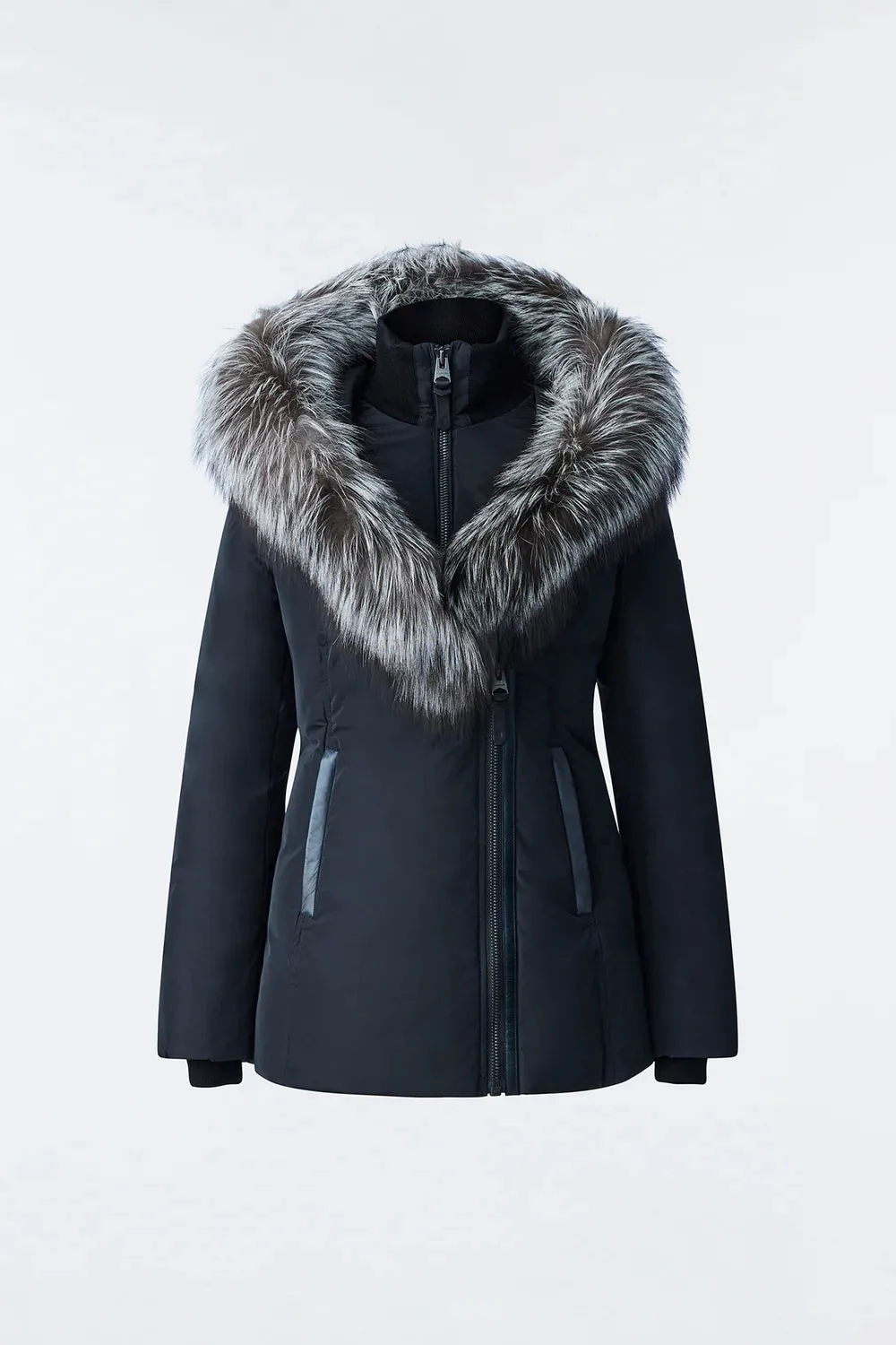 MACKAGE ADALI-X Down Coat with Silver Fox Fur Signature Mackage Collar