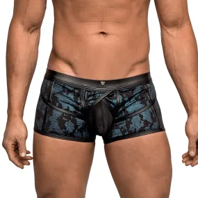 Mens Strapped and Bound Strappy Boxer Shorts Blue and Black