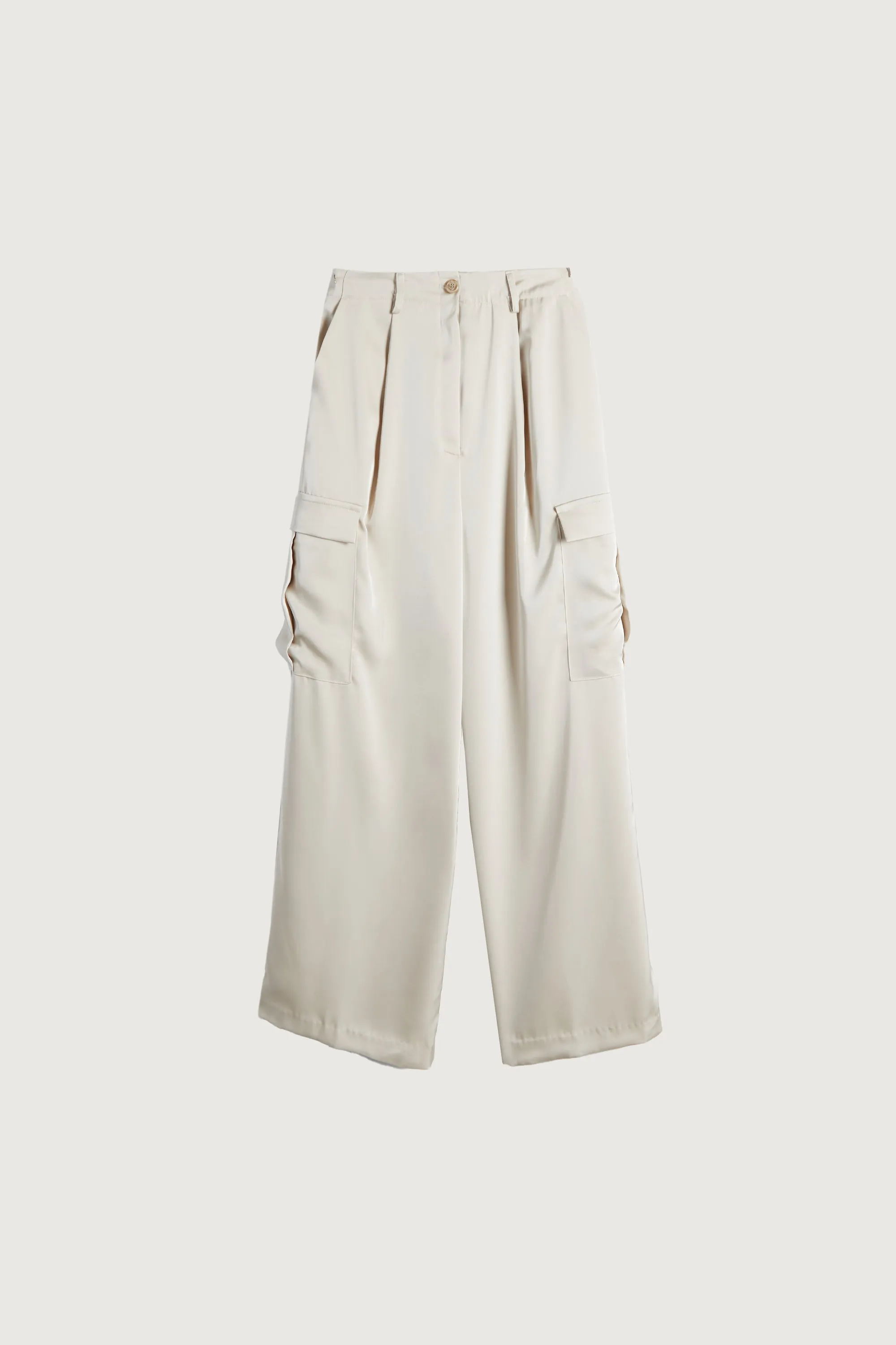 SATIN TROUSERS WITH CARGO POCKETS