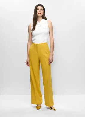 Sleeveless Shirt Collar Top & Wide Leg Pants